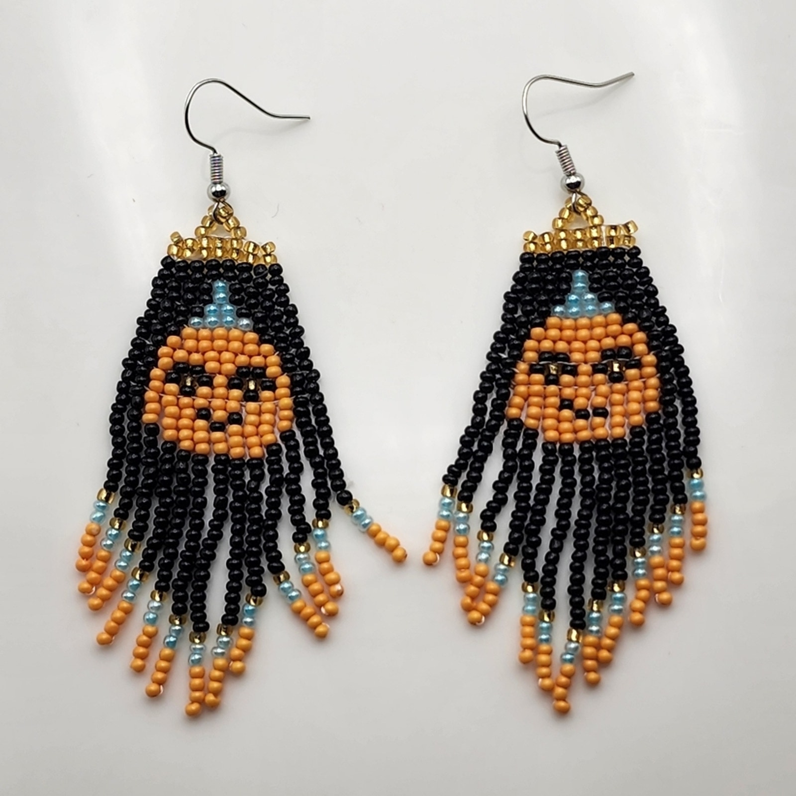 Handmade Halloween Beaded Pumpkin Earrings